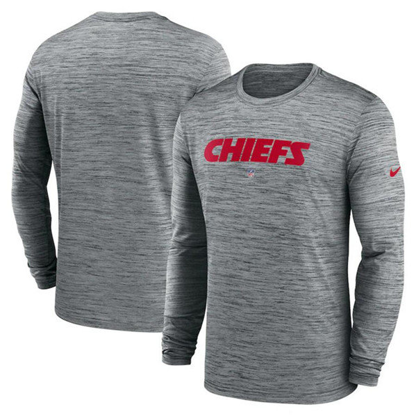 Kansas City Chiefs Heather Gray Sideline Team Velocity Performance Long Sleeve T-Shirt